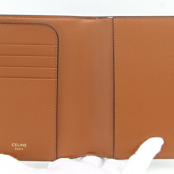 Celine Passport Case Triomphe Cover 4M3432AK1.04BT Black Tan PVC Leather Men ... - Picture 3 of 5